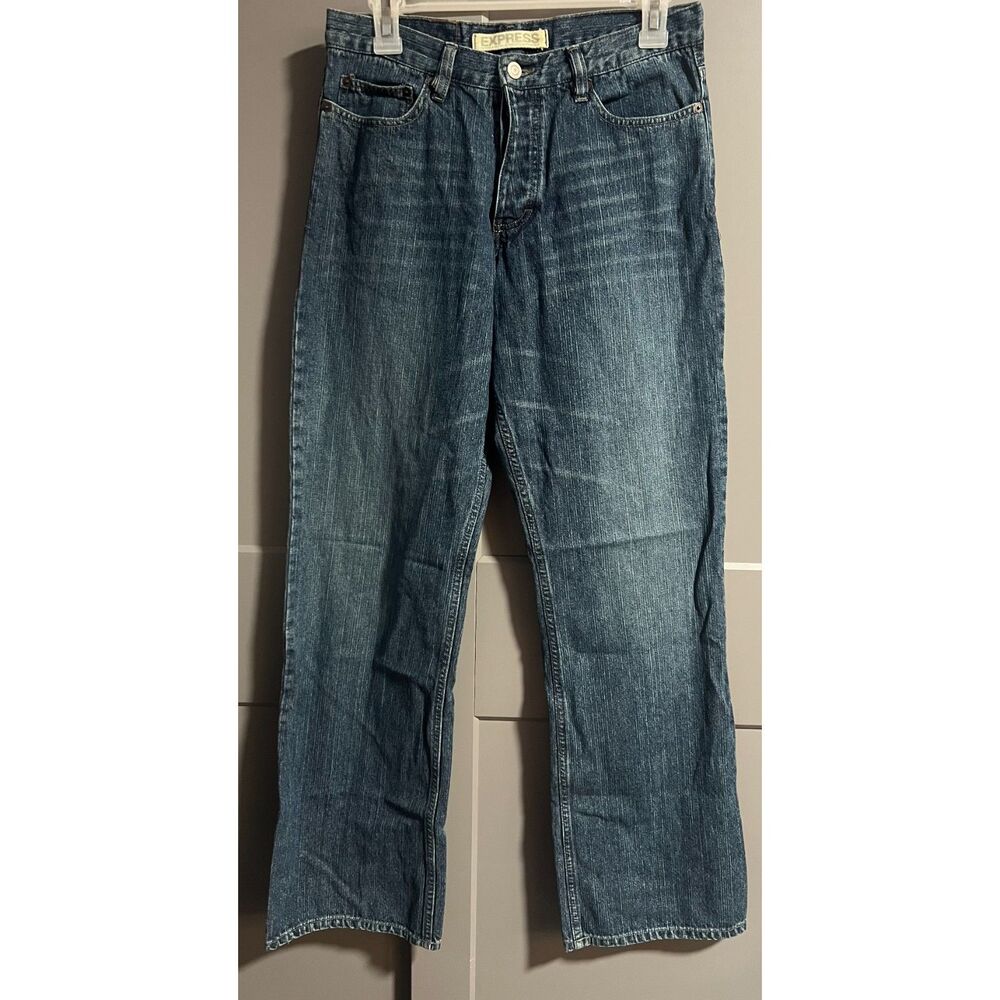 Express Mens Meneker Precision Fit Straight Leg Button Closure Jeans Waist 28"